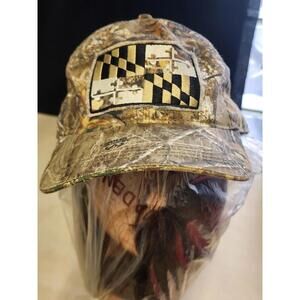 Edge Camo Baseball Cap with Maryland Flag Patch - adjustable strap